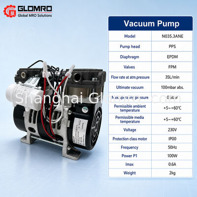 BAXIT N035.3ANE Industrial Mini Vacuum Pump, PPS Body, Copper Motor
